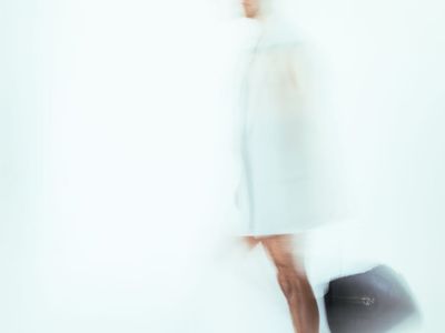 Abstract shot of movement lines in a minimalist studio.